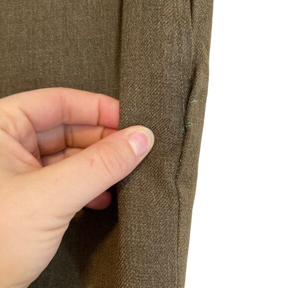 Vintage US Army 50s Olive Drab Green Button Fly High Waist Wide Leg Pants 25x27 - Picture 11 of 16